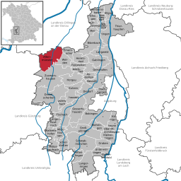 Läget för Altenmünster i Landkreis Augsburg