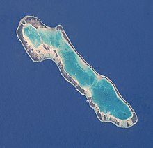 Atolón Anaa. Imagen obtenida en 2003 desde la Estación Espacial Internacional. NASA.