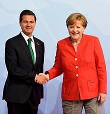 German Chancellor Angela Merkel and Mexican President Enrique Pena Nieto meeting in Hamburg; July 2017. Angela Merkel welcomes Enrique Pena Nieto in Hamburg, July 2017 (2).jpg