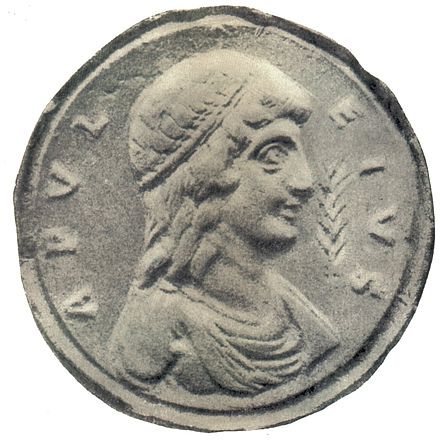Imagined portrait of Apuleius on a medallion of the 4th century.