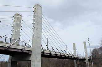 The Arthur J. DiTommaso Memorial Bridge in Fitchburg, Massachusetts, crossing the MBTA tracks. Arthur J DiTommaso Memorial Bridge.jpg