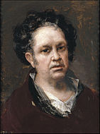 法蘭西斯科·哥雅的《自畫像（西班牙语：Autorretrato de Goya de 1815 (Museo del Prado)）》，46 × 35cm，約繪於1815年，1872年始藏，1866年自特立尼達博物館收購[81]