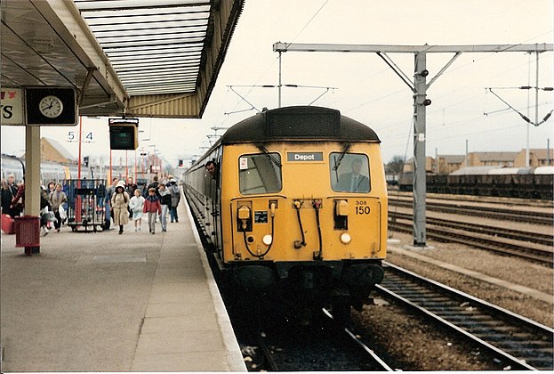BR Class 308/1 EMU at Cambridge, April, 1987.
