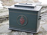 An old metal ballot box used in Norway.