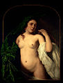 Nude young woman lifting a curtain, Bartholomeus van der Helst