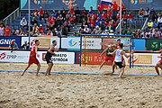 Deutsch: Beachhandball Europameisterschaften 2019 (Beach handball Euro); Tag 6: 7. Juli 2019 – Spiel um Platz Drei, Männer, Ungarn-Russland 2:0 (26:20, 23:22) English: Beach handball Euro; Day 6: 7 July 2019 – Men's Bronze Medal Match – Hungary-Russia 2:0 (26:20, 23:22)