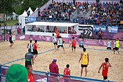 Deutsch: Beachhandball bei den Olympischen Jugendspielen 2018; Tag 5, 10. November 2018; Jungen, Hauptrunde - Thailand-Argentinien 2:1 English: Beach handball at the 2018 Summer Youth Olympics at 11 October 2018 – Boys Main Round – Thailand-Argentina 2:1