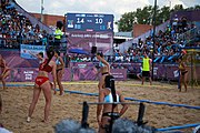 Deutsch: Beachhandball bei den Olympischen Jugendspielen 2018 in Buenos Aires; Tag 7, 13. Oktober 2018; Mädchen, Finale Argentinien-Croatien 2:0 English: Beach handball at the 2018 Summer Youth Olympics in Buenos Aires at 13 October 2018 – Girls Gold Medal Match – Argentina-Croatia 2:0 Español: Handball de playa en los Juegos Olimpicos de la Juventud Buenos Aires 2018 en 13 de octubre de 2018 – Partido por la medalla de oro femenino - Argentina-Croacia 2:0