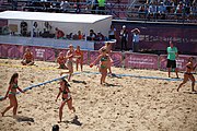 Deutsch: Beachhandball bei den Olympischen Jugendspielen 2018; Tag 4, 10. Oktober 2018; Mädchen, Vorrunde, Gruppe A - Ungarn-Chinese Taipei (Taiwan) 2:0 English: Beach handball at the 2018 Summer Youth Olympics at 10 October 2018 – Girls Preliminary Round Group A‎ – Hungary-Chinese Taipei 2:0