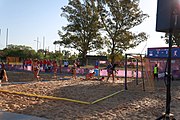 Deutsch: Beachhandball bei den Olympischen Jugendspielen 2018; Tag 3, 9. Oktober 2018; Mädchen, Vorrunde, Gruppe B - Türkei-Paraguay 1:2 English: Beach handball at the 2018 Summer Youth Olympics at 9 October 2018 – Girls Preliminary Round Group B‎ – Turkey-Paraguay 1:2