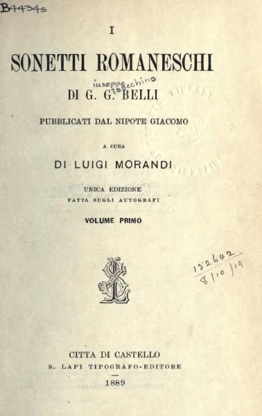 Файл:Belli - I sonetti romaneschi. 1, 1889.djvu