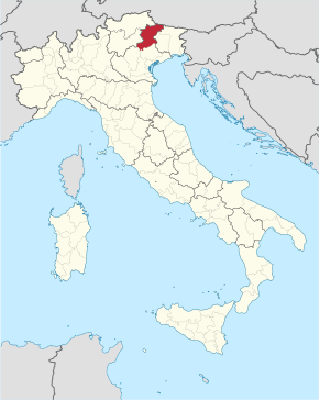 Provincie Belluno na mapě Itálie