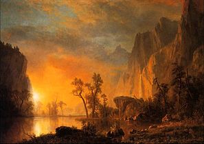 Sunset in the Rockies label QS:Len,"Sunset in the Rockies" label QS:Lpl,"Zachód słońca w Górach Skalistych" 1866