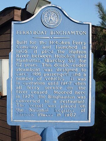 Plaque at site of Binghamton Ferry