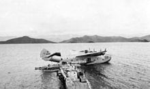 L'hydravion Boeing 314 de la PanAm à Nouméa le 19 avril 1941, avec à son bord le gouverneur de la France libre Henri Sautot.