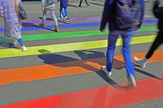 rainbow pedestrian crossing in Bonn, Germany