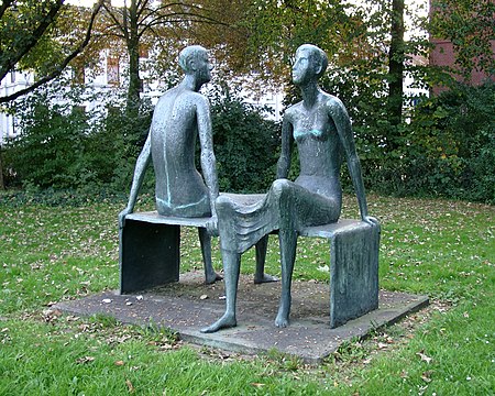 Bremen Schulstrasse Skulptur Sitzendes Paar 2007 09 23