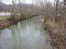 The Camp Fork, a stream that has played a destructive role in the community's history Camp Fork at English.jpg