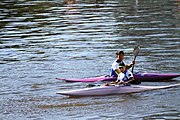 Deutsch: Kanusport bei den Olympischen Jugendspielen 2018; Tag 10, 16. Oktober 2018; Finale Jungen Einer-Kajak-Slalom: Lan Tominc (Slowenien, Gold) - Guan Changheng (China, Silber) - Tom Bouchardon (Frankreich, Bronze) English: Canoeing at the 2018 Summer Youth Olympics at 16 October 2018 – Boys' K1 slalom Gold Medal Race: Lan Tominc (Slovenia, gold) - Guan Changheng (China, silver) - Tom Bouchardon (France, bronze)