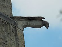 One of the gargoyles on the church tower Cathedral of Our Lady of Walsingham - Houston 10.jpg