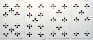 The four pip cards in the suit of Clubs Cego-schwarze-leere.png