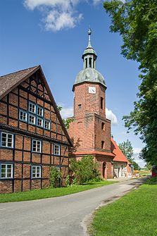 Chapel of the Three Kings in Prezier with a baroque brick tower