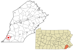 Approximate location in Chester County and the U.S. state of Pennsylvania