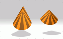 Comparison of an oloid (left) and sphericon (right) -- in the SVG image, move over the image to rotate the shapes Comparison oloid sphericon 3D.svg