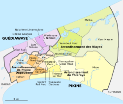 The 16 communes d'arrondissement in Pikine