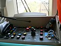 The control desk of a Docklands Light Railway rolling stock. This control desk is usually closed.