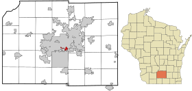 Dane County Wisconsin incorporated and unincorporated areas Madison (town) highlighted.svg