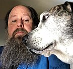 David Bentley Hart and his dog Roland