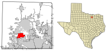 Denton County Texas Incorporated Alanları Argyle vurgulanmıştır.svg