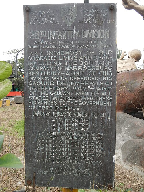 Historical marker (38th Infantry Division, Battle of Bataan, Layac Junction).