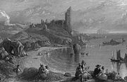Dunure e o castelo em 1840.