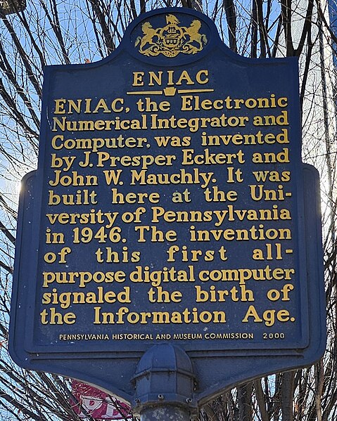 File:ENIAC Pennsylvania state historical marker.jpg