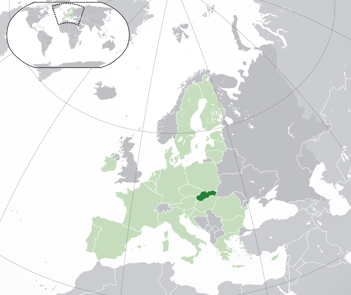 Résultat de recherche d'images pour "Carte situant la Slovaquie en Europe et au sein de l'Union européenne"