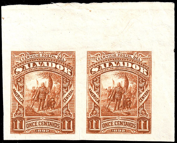 File:El Salvador 1892 11c Seebeck essay pair orange brown.jpg