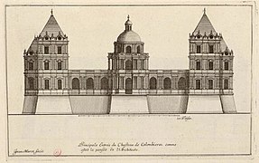 "Principale Entrée du Chasteau de Colombieres comme estoit la pensée de l'Architecte", Jean Marot, milieu du XVIIe siècle.