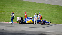 Marcus Ericsson stopped on the track on the way back to the pit lane after the end of the race. Ericsson Canada 2015.jpg