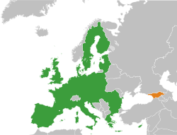 Map indicating locations of European Union and Georgia