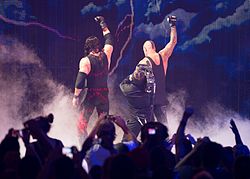 The Brothers of Destruction making their exit at Raw 1000 Exit the Brothers of Destruction.jpg