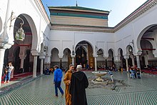 Zawiya of Moulay Idris II; the building today dates entirely from a reconstruction by Moulay Isma'il in the early 18th century and further additions under later Alawi' sultans Fes est un exemple de coexistence entre les differentes religions celestes.jpg