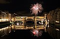 Fireworks over Ponte Vecchio in Florence, Italy.