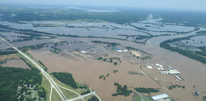 Aerial view of flooding