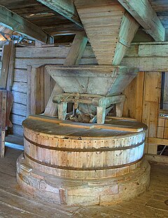 Grinding mechanism in an old Sweden-based flour mill Flour mill 20050723 001.jpg