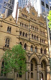 The former stock exchange on Collins Street, Melbourne was designed in the Venetian Gothic style by architect William Pitt.