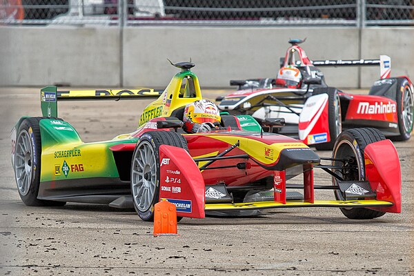 Daniel Abt in the Audi Sport ABT-skinned car during the 2015 Berlin ePrix.