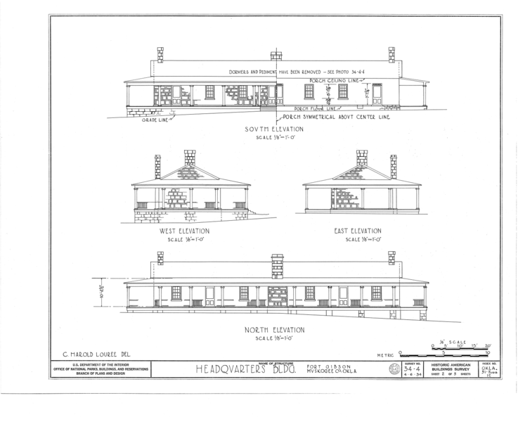 File:Fort Gibson, Headquarters Building, Garrison Avenue, Fort Gibson, Muskogee County, OK HABS OKLA,51-FOGIB,1C- (sheet 2 of 5).png