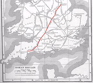 Carte montrant la Fosse Way